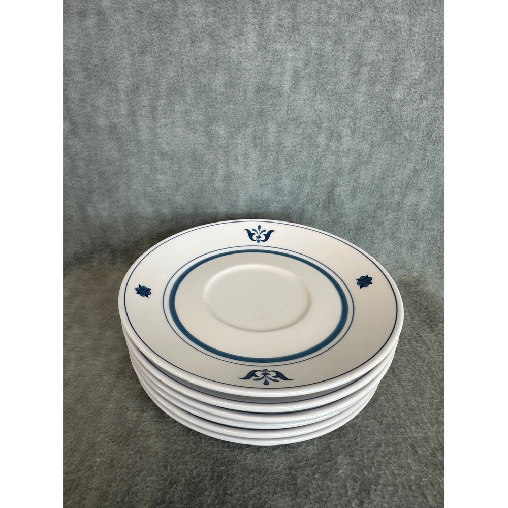 Noritake Progression Blue Haven 6" Saucers Set‎ of 6 China Floral Blue White